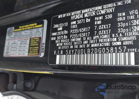 2013 Hyundai Santa Fe Sport из США, поврежденный, VIN 5XYZUDLB2DG058157